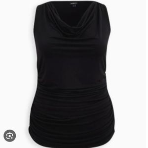 Torrid ruched cowl neck sleeveless blouse